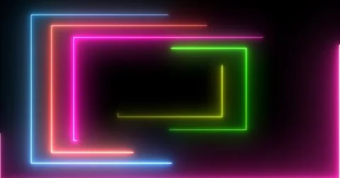 Neon rectangles geometric loop stream starting animation. Dynamic event pro.. Stock Illustration