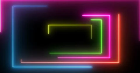 Neon rectangles geometric loop stream starting animation. Dynamic event pro.. Stock Illustration