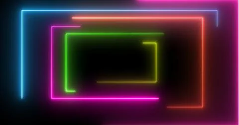 Neon rectangles geometric loop stream starting animation. Dynamic event pro.. Illustrazione stock