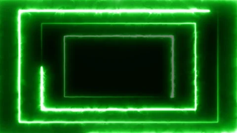 Neon rectangles of green color, seamless animation. 4k glowing neon line Stock Footage 123363250