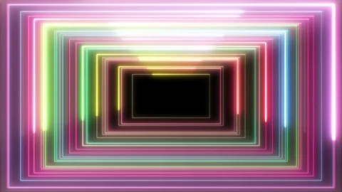 Neon rectangles zoom in 4K LOOP colorfull Stock Footage 105563009