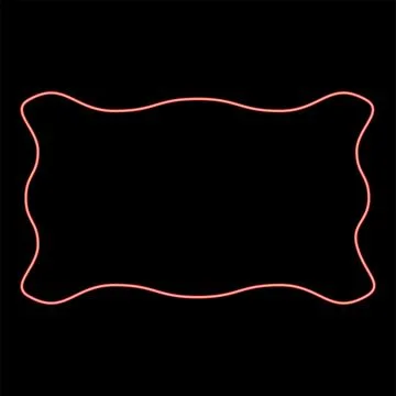 Neon rectangular banner layout wave shape frame application poster Blank mo.. Stock Illustration