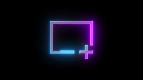Neon rectangular clipping icon cyan purple color glowing animated black back 스톡 동영상 271053886