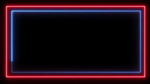 Neon rectangular frame with blue light moving over red static border. Stock Footage 337443834