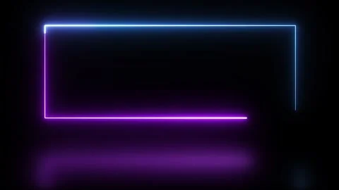Neon rectangular frame with electric blue and purple light on dark background Stock Footage 339878412