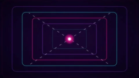 Neon rectangular tunnel motion background, with pulsing center, light effec.. Stock Footage 348331674