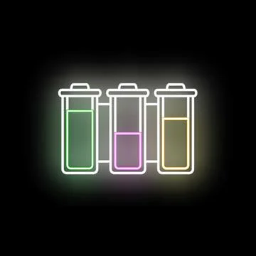 Neon recycle sorting trash bins icon illustration Stock Illustration
