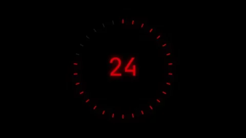 Neon Red 30 Second Countdown Timer on Black Background Stock Footage 332413802