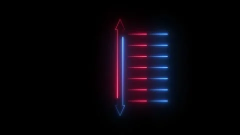 Neon red and blue arrows with glowing horizontal lines Stock Footage 345475562