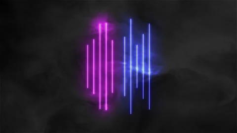Neon red and blue lines and smoke on black gradient 動画素材 245434161