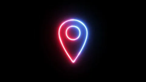 Neon Red and Blue Location Pin Animation Loop Stock Footage 334371489