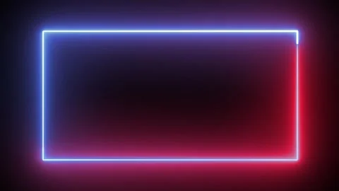 Neon Red and Blue Rectangle Border Frame Loop Animation Stock Footage 334568456