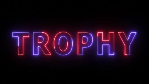 Neon Red and Blue Trophy Text Animation Loop Stock Footage 336249984