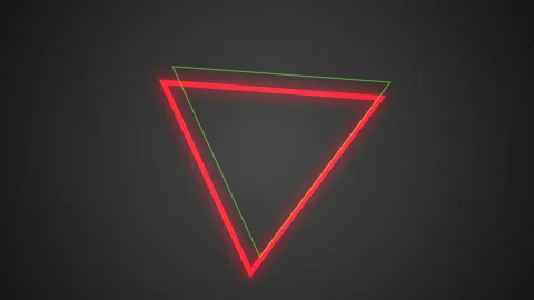 Neon red and green triangles on dark space Video stock 196849376