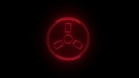 Neon Red Animated Three-Blade Propeller Icon on Black Background - Rotation/Indu Stock Footage 318472191