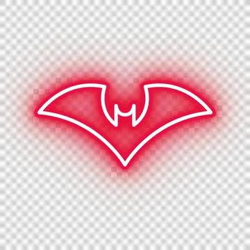 Neon red bat icon Stock Illustration