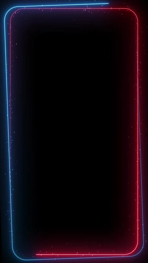 Neon red blue frame glowing rounded rectangle, dark center copy space, and float 動画素材 340557026