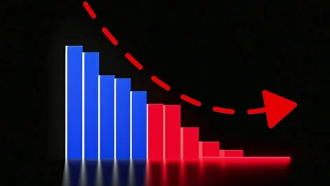 A neon red blue graph showing an economic downturn Stock Footage 280304500