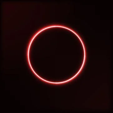 Neon red circle on a dark background. For banners and advertisements. Vector Stock Illustration