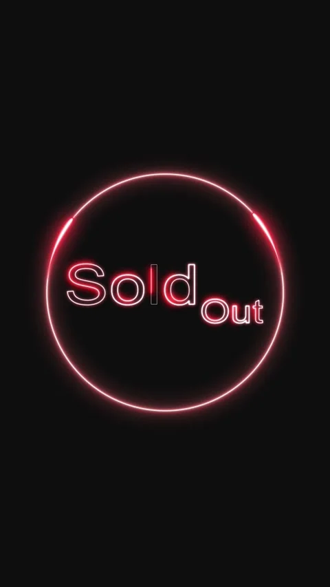 Neon Red Circle with " Sold Out" Text on vertical mobile video Black Backgr.. Stock Footage 344732307