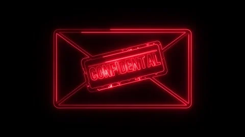 Neon red confidential message on a glowing envelope, data security and privacy Stock Footage 336311614