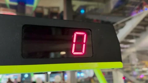 Neon red digits, arcade game score, countdown timer close-up, digital scoreboard Stock Footage 307773088