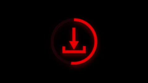 Neon red download icon with partial progress circle on dark background high.. Stock Footage 321583773