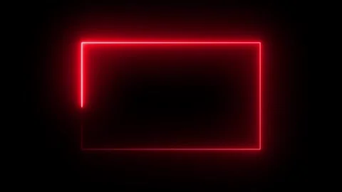Neon red glowing rectangle frame on black background with open bottom edge .. 動画素材 331566185