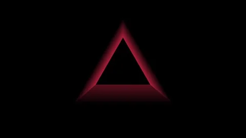 Neon red glowing triangle shape frame pulsing animation loop dark backgroun.. Video stock 342583184