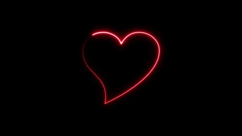 Neon red heart shape pulsating with dynamic glowing light motion. Vídeo Stock 337081849