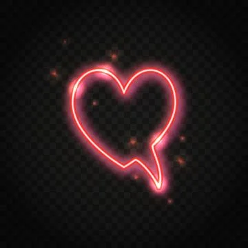 Neon red heart speech bubble with space for text Stock Illustration