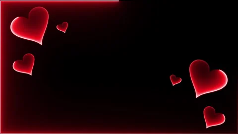 NEON RED HEARTS FRAME RENDER Stock Footage 243853433