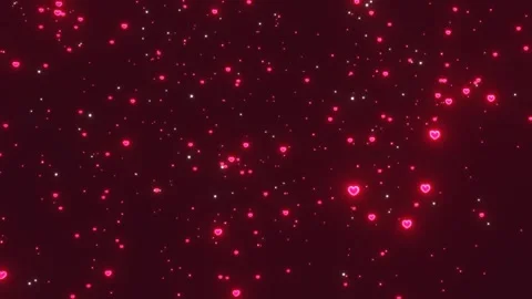 Neon red hearts glitters falling 4k loop animation. Stock Footage 273212537