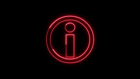 Neon red information symbol glowing on a dark black background loop. 動画素材 337081818