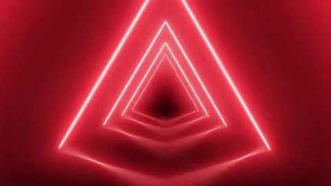 Neon red led triangular portal background Stock Footage 164490443