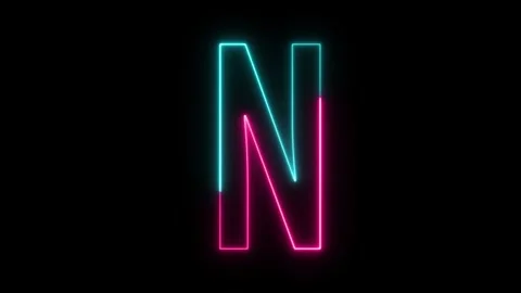 The neon red letter N illuminates a dark background, creating a retro and f.. Stock Footage 327757501