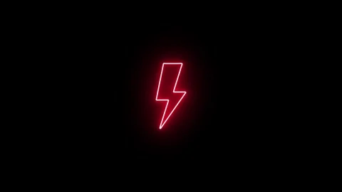 Neon red lightning bolt with minimal power energy symbol 4k video with 25fps Stock Footage 345352852