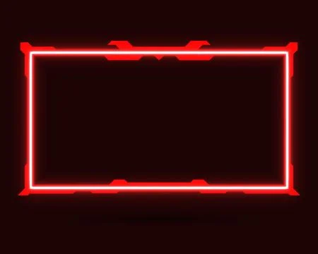 Neon red live stream overlay webcam screen border frame template Stock Illustration