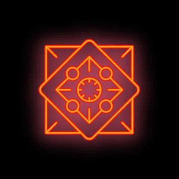 Neon red mandala pattern shining in the dark background 스톡 일러스트