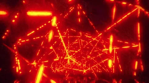 Neon red network connections. Glowing lines and nodes in a dark background Stock Footage 334311177