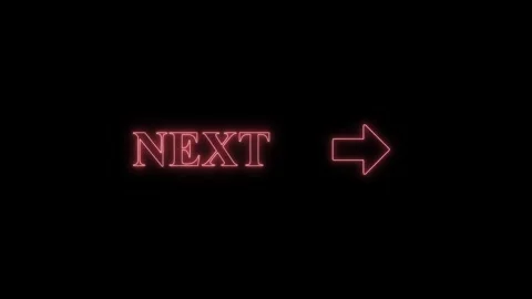 Neon red next button with arrow sign pulsing light effect on black backgrou.. Stock Footage 345549998