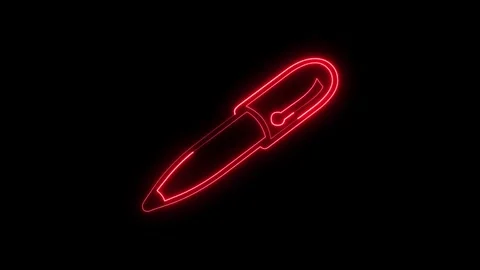 Neon red pen icon animation isolated on black background for business use. Vídeo Stock 337330397