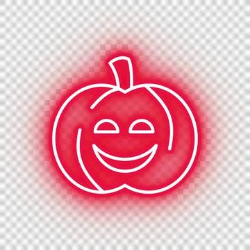 Neon red pumpking icon Stock Illustration