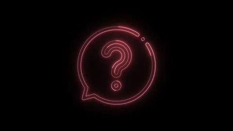 Neon red question mark glowing inside speech bubble animation isolated on b.. Stock Footage 345549373