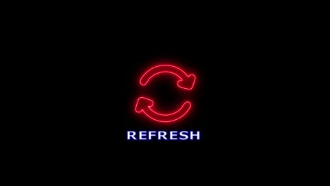 Neon red refresh arrow icon motion loop Stock Footage 328386976