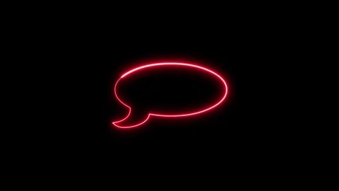 Neon red speech bubble icon flashing with glowing light animation. Stock Footage 337081735