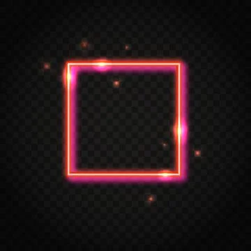 Neon red square frame with space for text Illustrazione stock