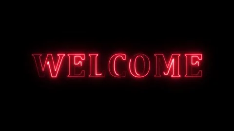 Neon red text "welcome" animation in black background Stock Footage 306756770