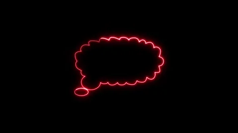 Neon red thought bubble animation blinking over black background. Stockbeeldmateriaal 337081778