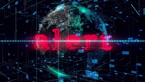 Neon red title alert, Text Animation. Concept of system error, alarm on planet Vídeos de archivo 277636883